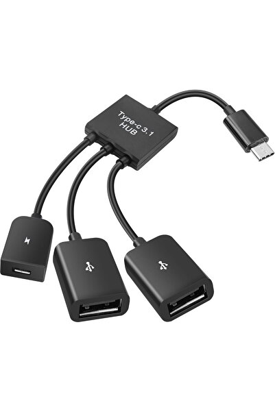 KASTWAVE محول USB-C إلى USB OTG مزدوج (من النوع C إلى 2x USB-A + Micro Female)