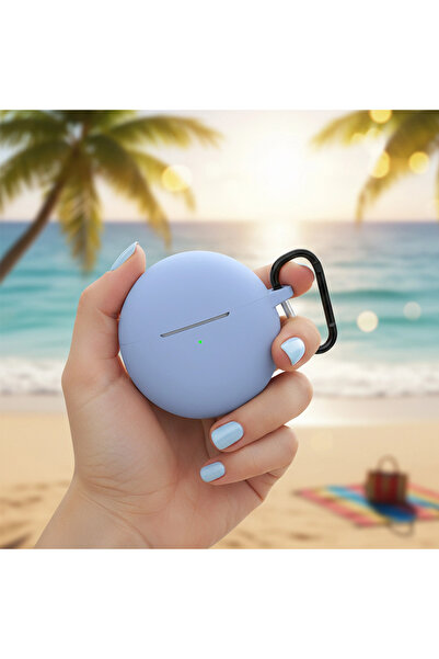 CaseOnn حافظة OPP0 Enco Buds 2 من السيليكون غير اللامع باللون الأزرق مع حزام