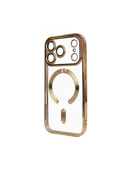 Plating Husă pentru iPhone 17 Pro Max, MagCase, TPU transparentă, ramă aurie