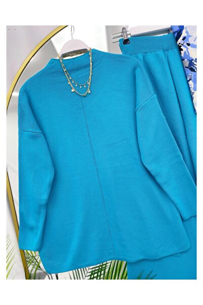 YEDİLALE Stand-Up Collar Casual Wide-Leg Knit Tunic Pants Double Set [Not a Shawl Genius, Size Range 38-44]