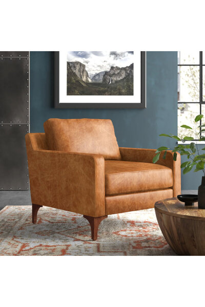 homejoyz | كرسي كريستال كوف الجلدي من الخشب السويدي - بني