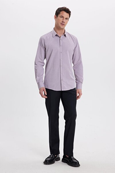 Tudors Modern Slim Fit Long Sleeve Cotton Easy Iron Dobby Dusty Rose Men's Shirt