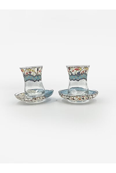 Yaren Turkish Tea Glass Set with Colorful Floral Turkish Patterns – 2 Pieces ...