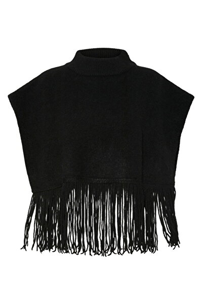 PIECES Pcjulle Women's Tassel Detailed Poncho - Sustainable Fabric