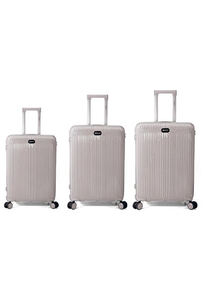 Benzi Trolley set BZ 5819, 1 cabin and 2 hold luggage, polypropylene, lock, 4 360° wheels, gray