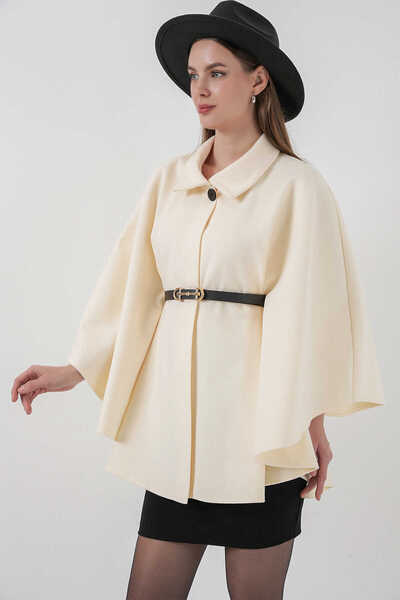 modayaselam Stamped Fabric Belted Poncho