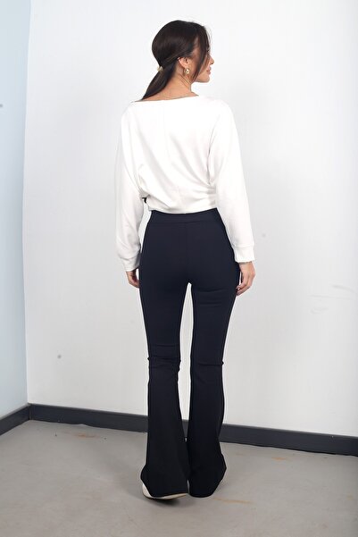 By Saygı Women's Elastic Waist Diver Flared Pants