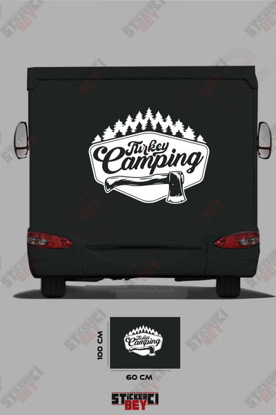 STİCKERCI BEY ملصق تخييم تركي بتصميم كارافان مكتوب عليه