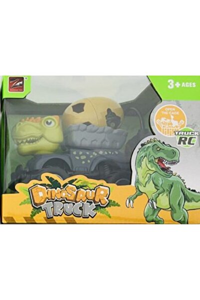 Toy Toy Toy Dinosaur car with yellow egg and trailer - Light green and gray