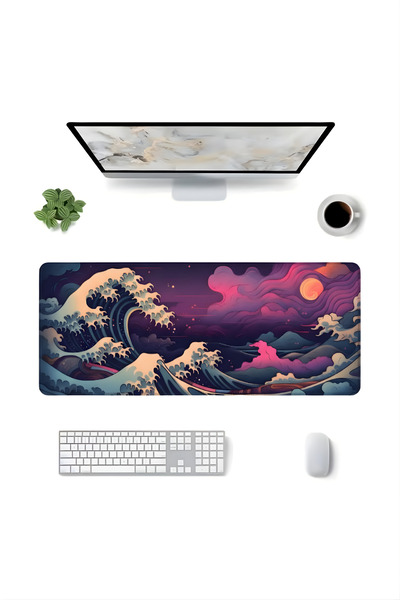 BLACK DEER 8 Different Model Stitched Edge 90X40 cm Digital Gamer Gaming Mouse Pad (Colorful Japanese Wave)