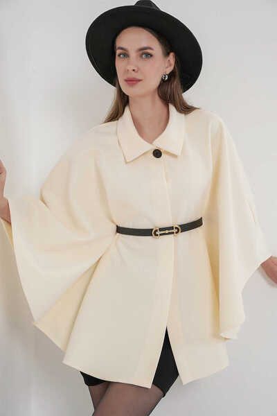 modayaselam Stamped Fabric Belted Poncho