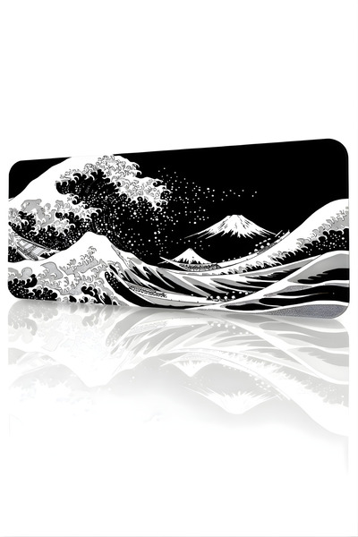 BLACK DEER 8 Different Model Stitched Edge 90X40 cm Digital Gamer Gaming Mouse Pad (White Japanese Wave)
