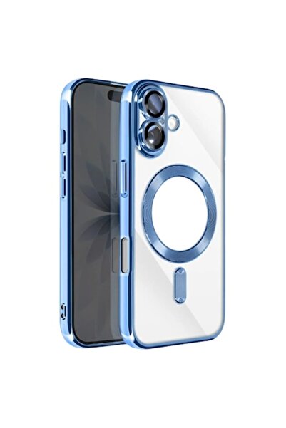Plating Carcasă pentru iPhone 17, MagCase, TPU transparent cu ramă albastră