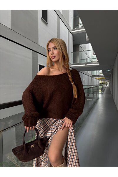 Angel Mia Tricotaj cu mâneci pliate Pulover maro