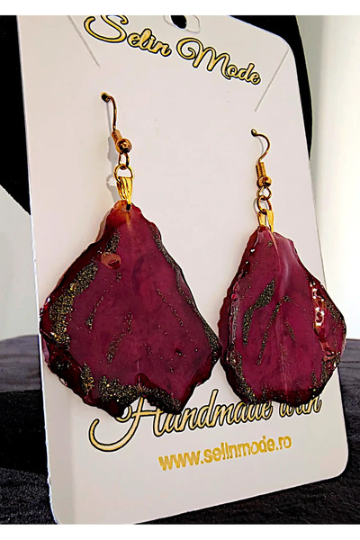 Selin Mode Earrings – Natural rose petals with gold accents