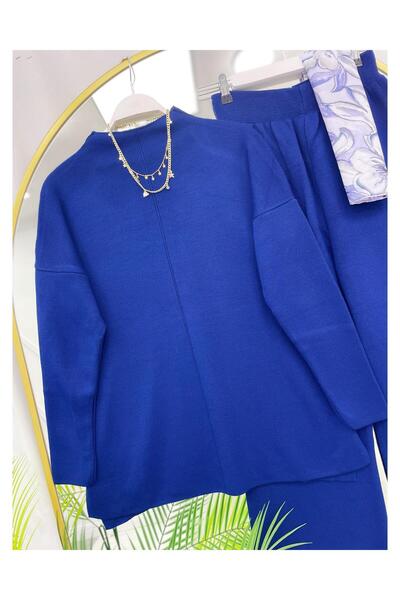 YEDİLALE Stand-Up Collar Casual Wide-Leg Knit Tunic Pants Double Set [Not a Shawl Genius, Size Range 38-44]