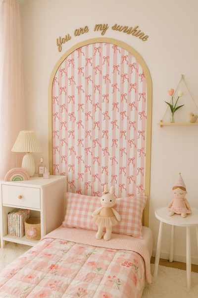 Tasarım Set de autocolante de perete cu ramă din lemn și fundă „You Are My Sunshine”, decorare pentru camera copiilor