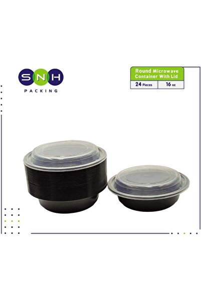 SNH Packing ECO Friendly Disposable Round Microwave Container – HD 16 Oz - 24 Pieces