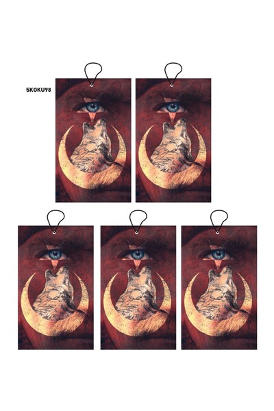 Jethızında 5'li Set Kurt Hilal ve Atatürk Tasarımlı Dekoratif Oto Araç Kokusu...