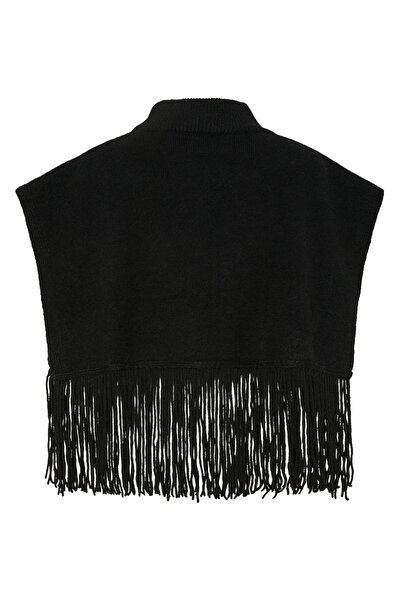 PIECES Pcjulle Women's Tassel Detailed Poncho - Sustainable Fabric