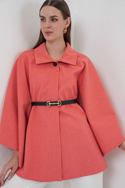 modayaselam Stamped Fabric Belted Poncho