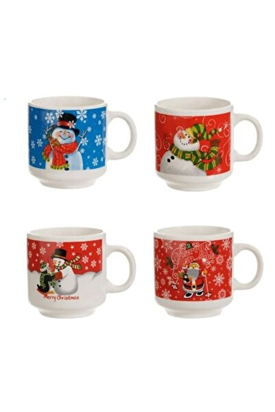AB HOMES Σετ κεραμικών κούπες Χριστουγέννων, 160 ml, 4 τεμ.
