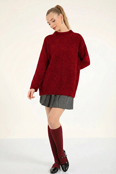 Suede Style 51114 - Stylish Comfortable Silvery Women's Knitwear Long Sweater