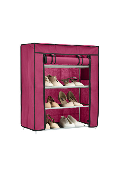 Lawazim 4-Tier Shoe Rack with Dust Cover 60x30x72cm - Easy Assembly Storage