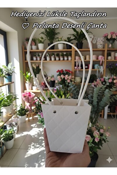 hobidaşım Lüks Beyaz Hediye/Çiçek Çantası