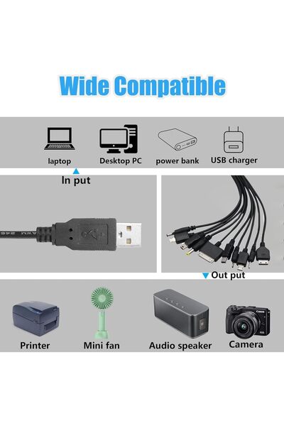 eWINNER 10-in-1 Multi Charging Cable, Universal USB Cable with 10 Ports