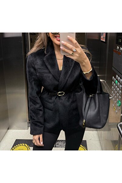 Lavanta Tekstil Belted Plush Blazer Jacket