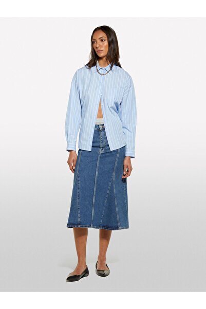 Sisley Γυναικεία βαμβακερή φούστα με κουμπιά με ψηλόμεσο μίντι τζιν 325P41GTL002N-SIS902