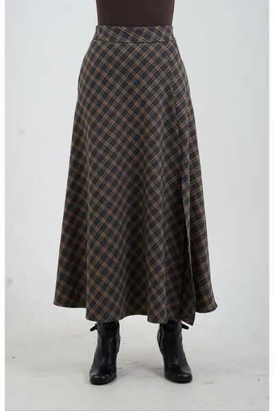 Zelish My Sister Smoked Plaid Slit Skirt