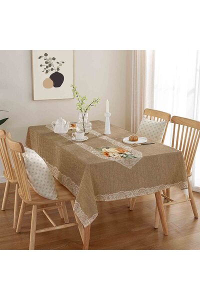 Burkan Kumaşçılık Hasır ve Dantel Efektli Dertsiz Masa Örtüsü