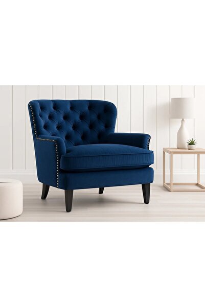 homejoyz كرسي بذراعين من VelvetVeil بتنجيد مخملي فاخر - أزرق