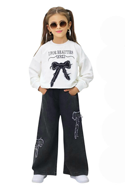 NURTOPU Girls' Set Transitional Top and Bottom Set Soft Denim with Jeans Elastic Waist Cotton Fabric