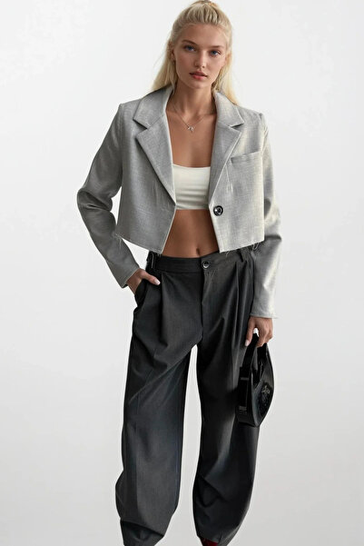 vuvutasarım Νέα σεζόν Γυναικείο Crop Blazer Jacket με ένα κουμπί 52207001