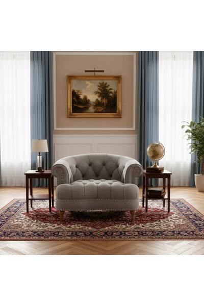 homejoyz | Velvet Veil Lounge Chair Velvet & Swedish Wood - Gray