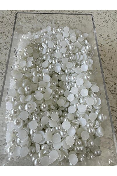 LİVZA BİJUTERİ 100 Adet beyaz 10 mm Deliksiz Yarım İnci - Deliksiz Yapıştırma...