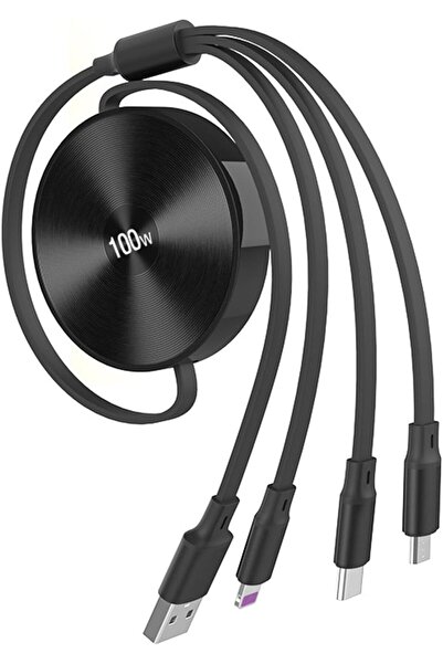 KASTWAVE 3-in-1 100W Retractable Multi Charging Cable (3.6 ft)