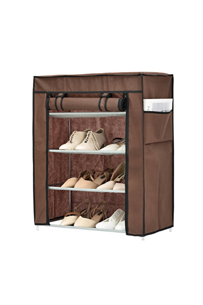 Lawazim رف أحذية بأربع طبقات مع غطاء غبار 60x30x72 سم - تخزين سهل التجميع