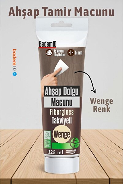 Badem10 (PREMİUM) Ahşap Parke Tamir Macunu VENGE Renk Mobilya Masa Dolgu Çatl...