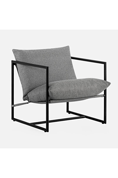 homejoyz كرسي استرخاء جولدن آرك، مصنوع من الكتان والخشب السويدي والفولاذ - رمادي فاتح