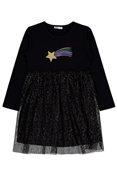 Civil Girls Starry Rainbow Printed 6-9 Years Old Dress - Black 8-9 Years Old