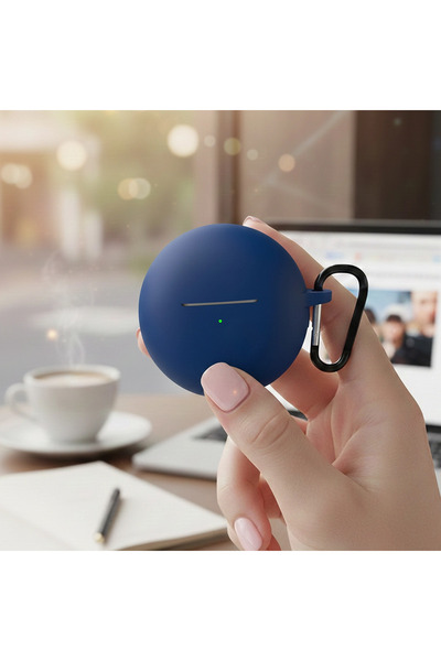 CaseOnn حافظة هواوي فري بادز 7i مع حزام، سيليكون غير لامع باللون الأزرق الداكن