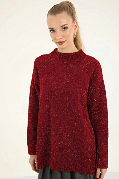 Suede Style 51114 - Stylish Comfortable Silvery Women's Knitwear Long Sweater