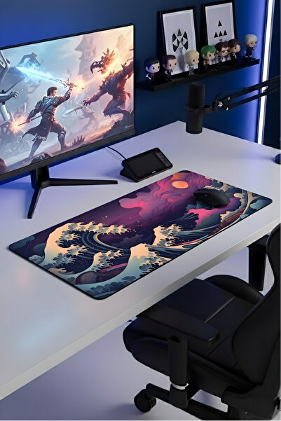 BLACK DEER 8 Different Model Stitched Edge 90X40 cm Digital Gamer Gaming Mouse Pad (Colorful Japanese Wave)