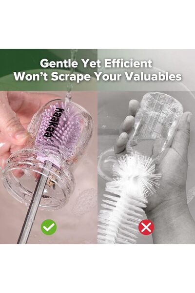 Haakaa Silicone Cleaning Brush Kit - Multi-Purpose Bottle Brush, Lavender