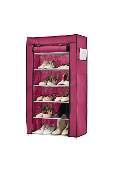 Lawazim 6-Tier Shoe Rack with Dust Cover 60x30x108cm - Space Saving Storage