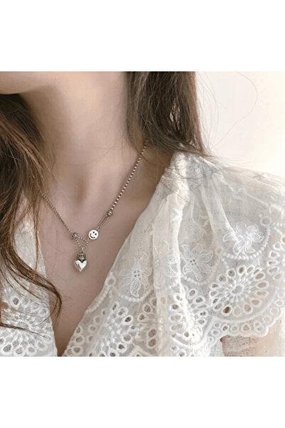 CRM Colier decorativ SilverHeart, model „Zâmbet” pentru femei, reglabil 42+5 ...